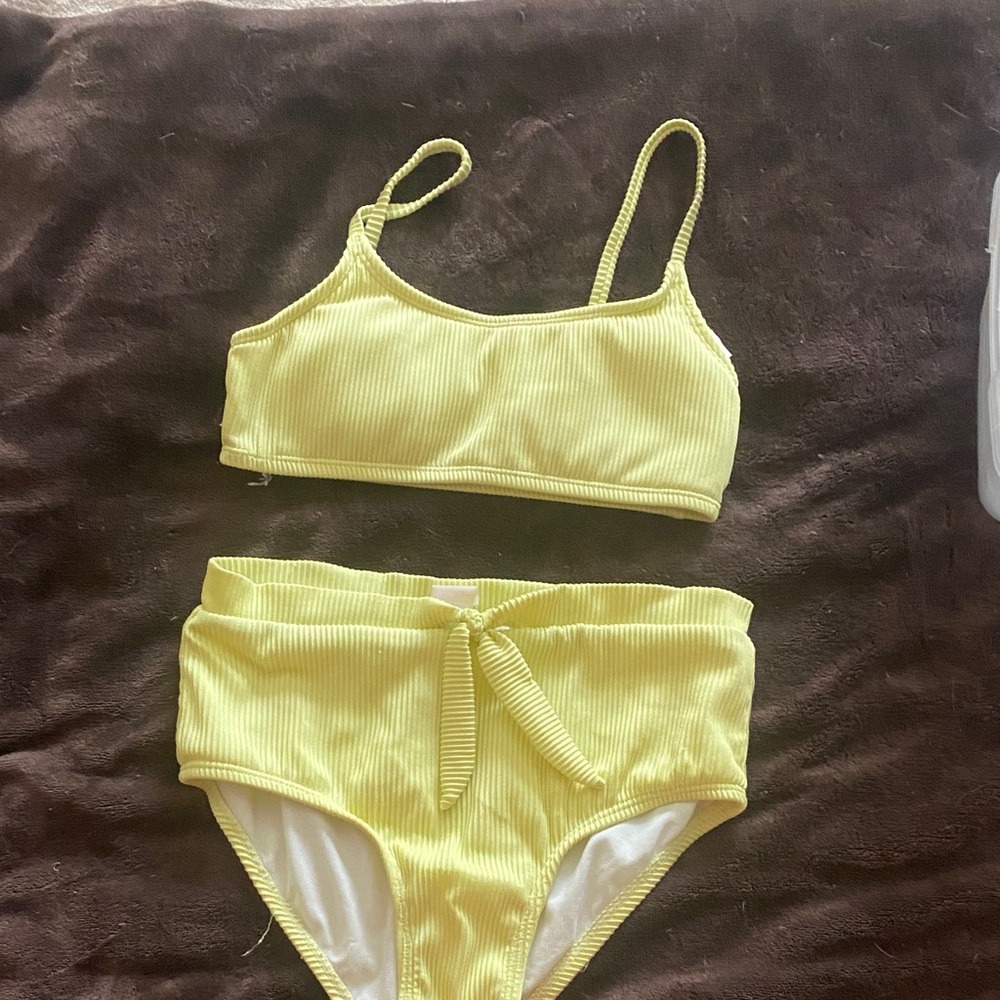 Yellow Ribbed Bikini Set